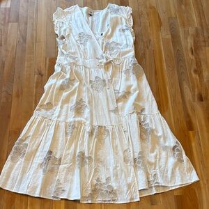 CAbi Cream Floral Midi Dress